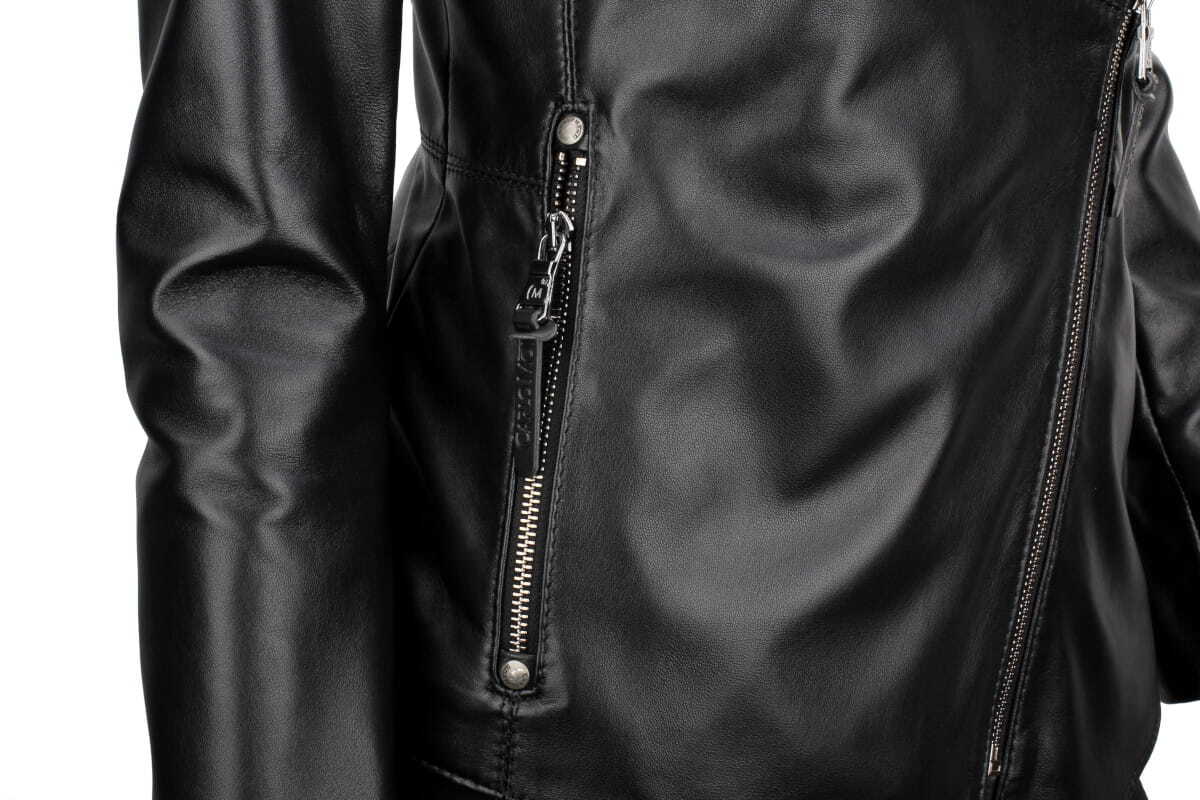 CARLO MONTI FRI450N_A - kurtka skórzana damska w kolorze czarnym z niebieskim DORJAN