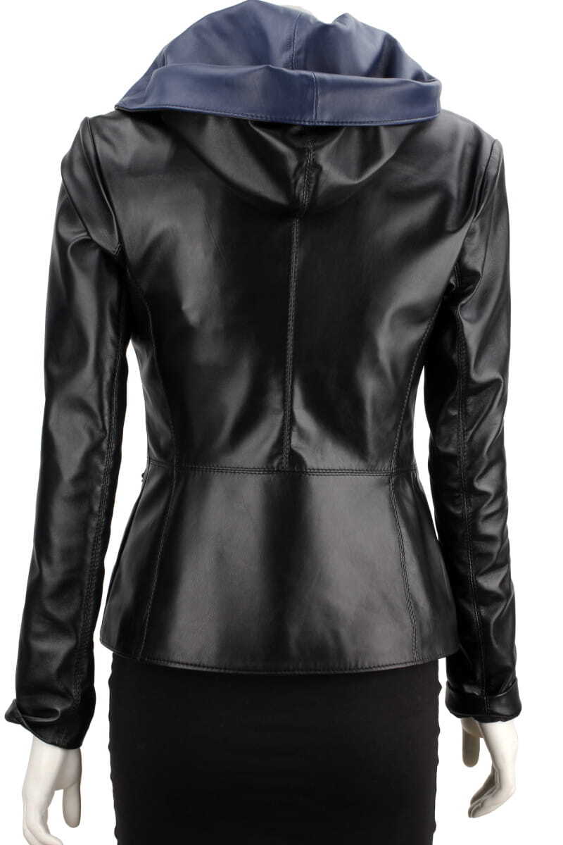 CARLO MONTI FRI450N_A - kurtka skórzana damska w kolorze czarnym z niebieskim DORJAN