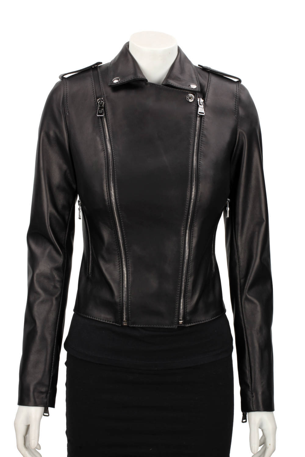 JUL450N - Ramoneska skórzana damska z czarnej skóry DORJAN