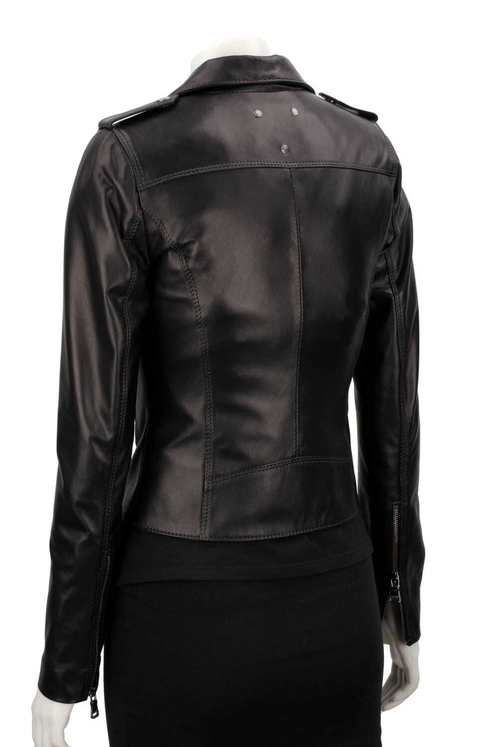 JUL450N - Ramoneska skórzana damska z czarnej skóry DORJAN