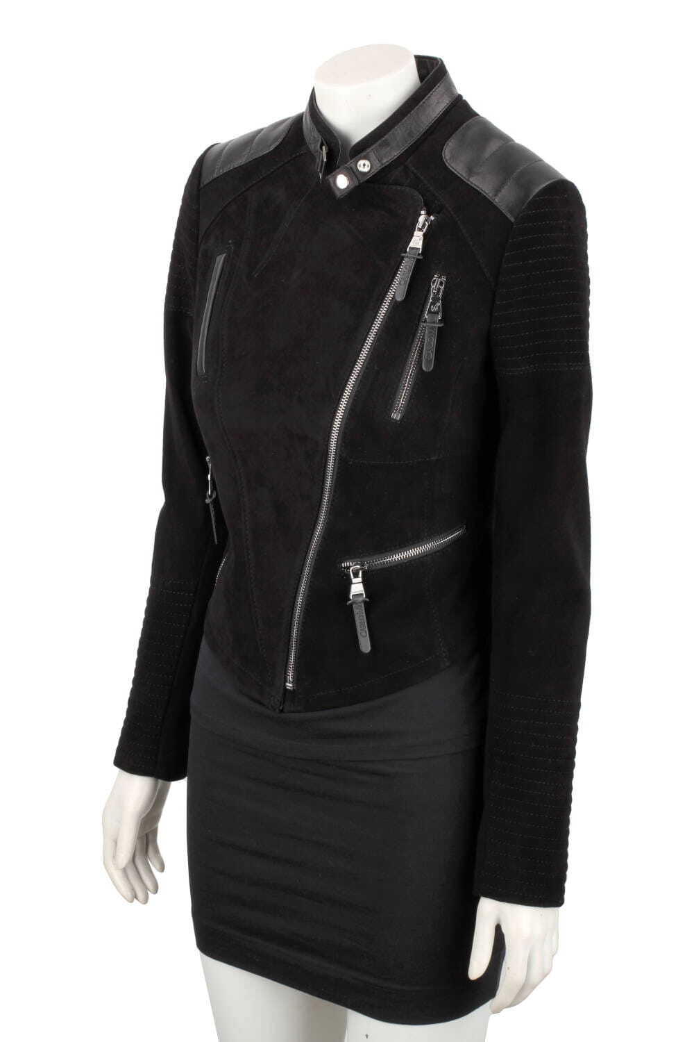 CARLO MONTI ELI400 - ramoneska damska zamszowa z czarnej skóry DORJAN