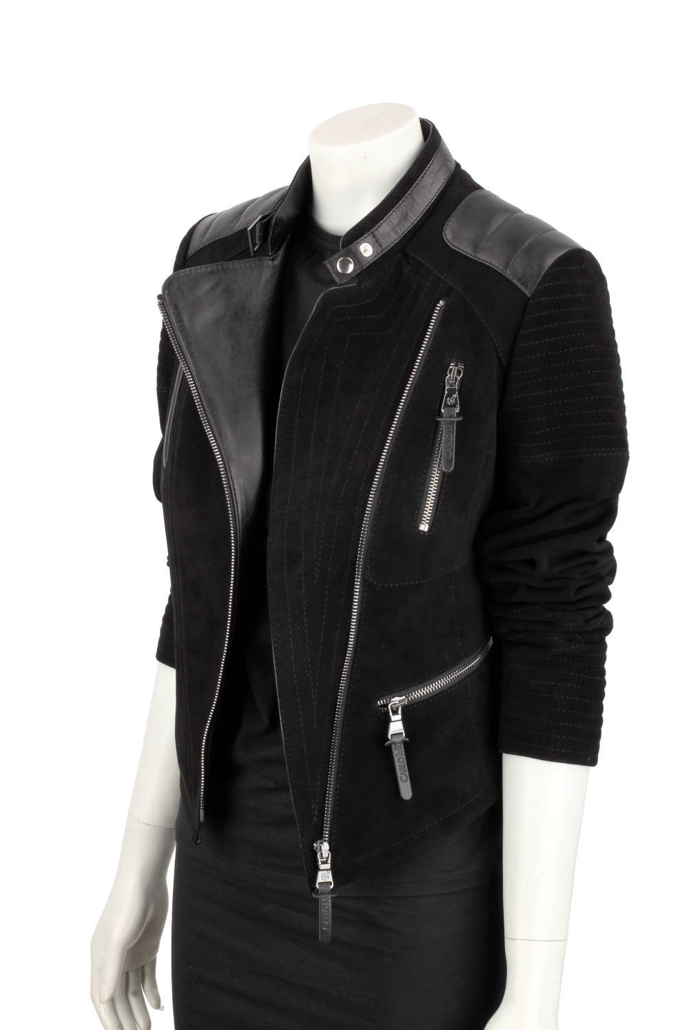 CARLO MONTI ELI400 - ramoneska damska zamszowa z czarnej skóry DORJAN