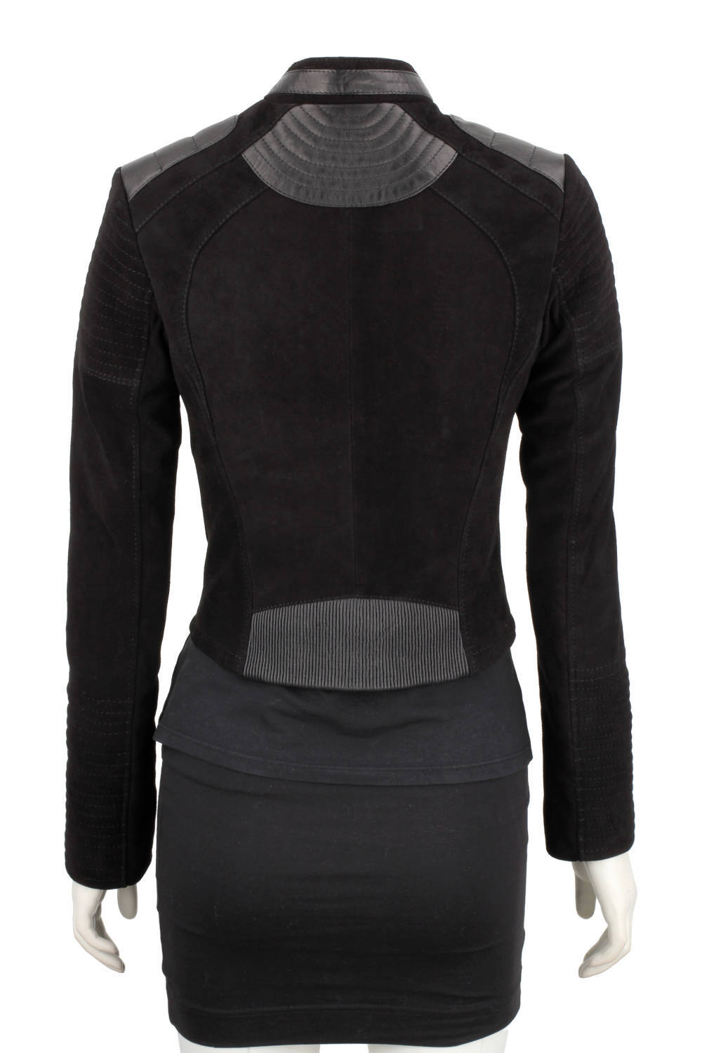 CARLO MONTI ELI400 - ramoneska damska zamszowa z czarnej skóry DORJAN