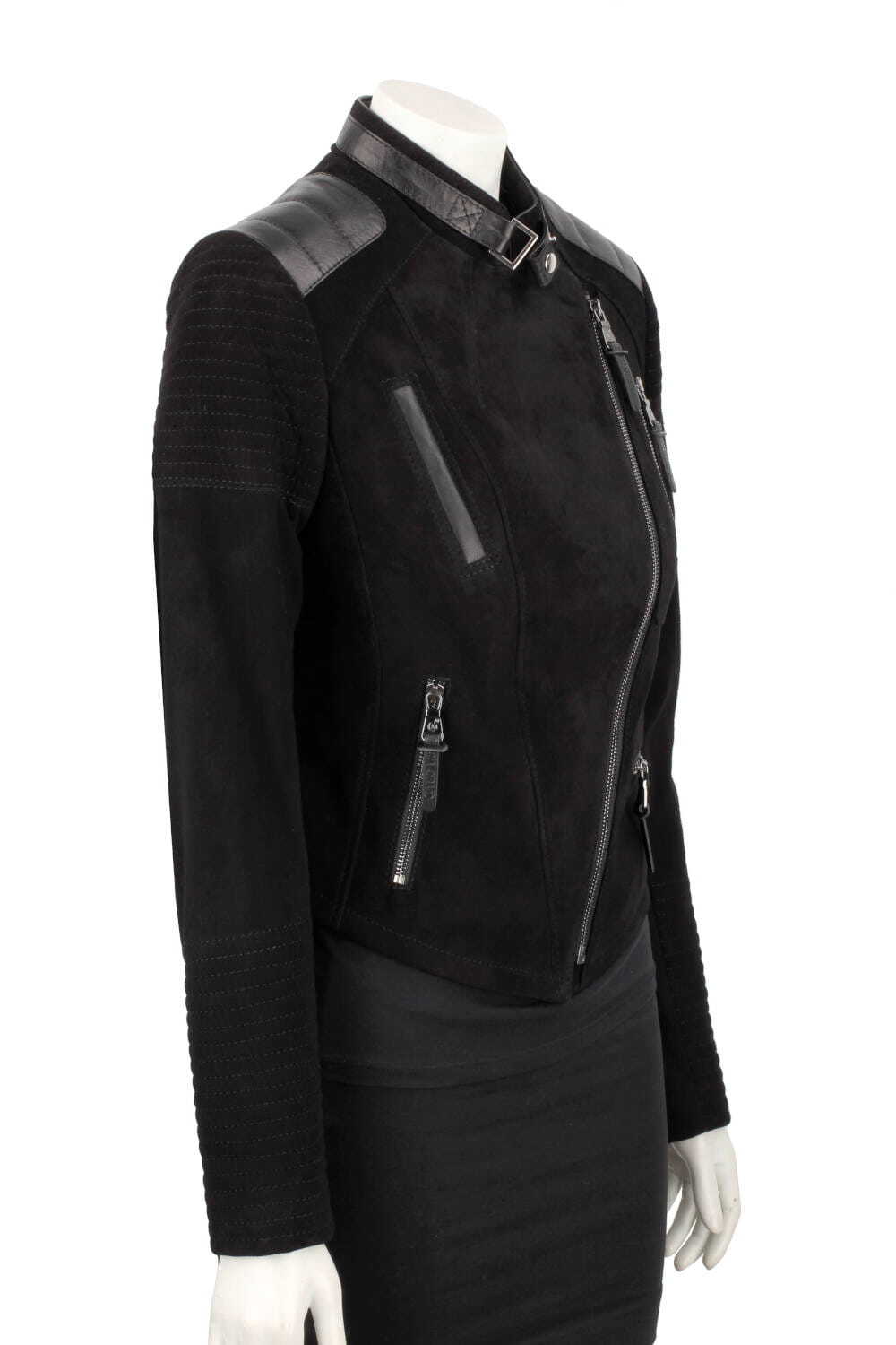 CARLO MONTI ELI400 - ramoneska damska zamszowa z czarnej skóry DORJAN