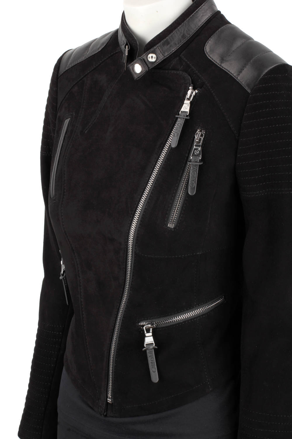 CARLO MONTI ELI400 - ramoneska damska zamszowa z czarnej skóry DORJAN