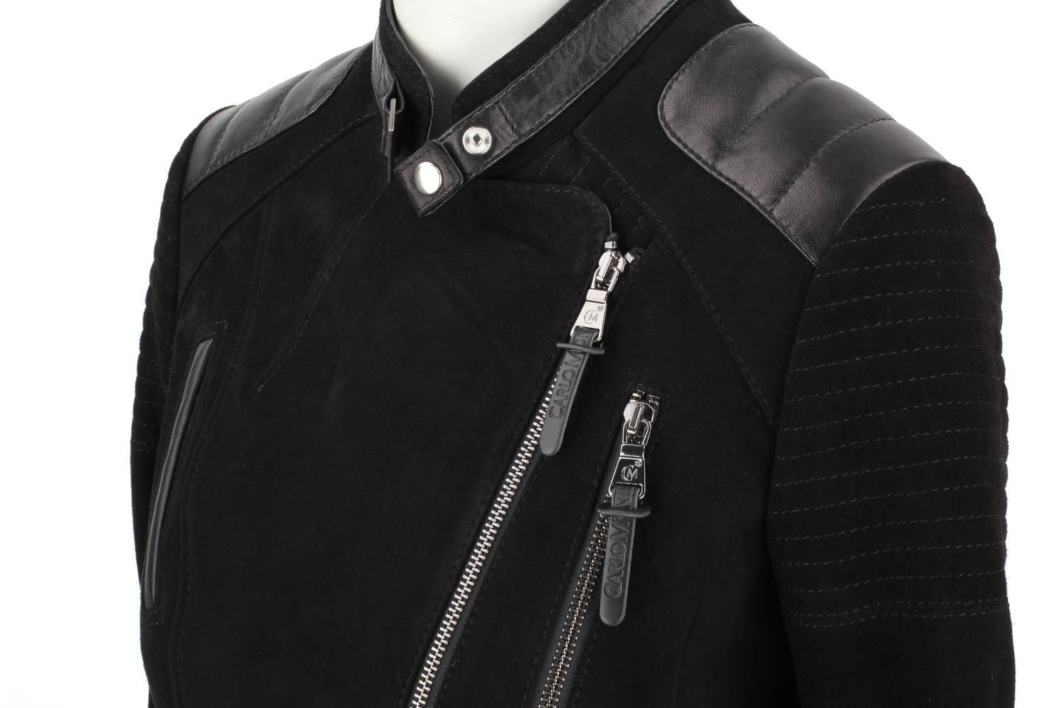 CARLO MONTI ELI400 - ramoneska damska zamszowa z czarnej skóry DORJAN