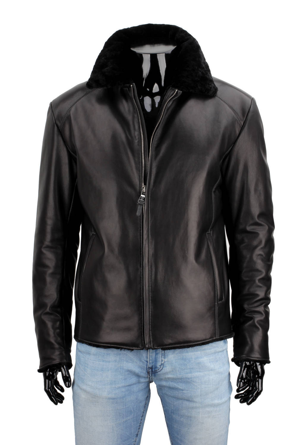 CARLO MONTI VTO450 - ciepła kurtka skórzana męska z czarnym futerkiem DORJAN