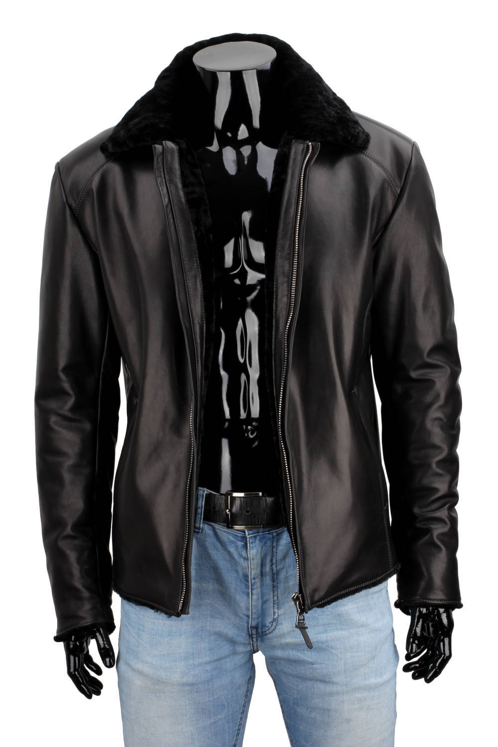 CARLO MONTI VTO450 - ciepła kurtka skórzana męska z czarnym futerkiem DORJAN