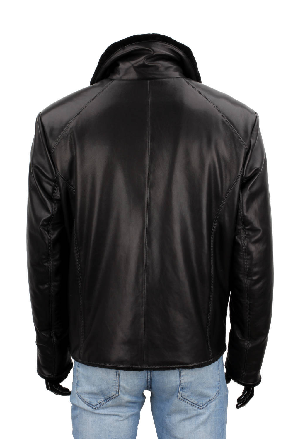 CARLO MONTI VTO450 - ciepła kurtka skórzana męska z czarnym futerkiem DORJAN