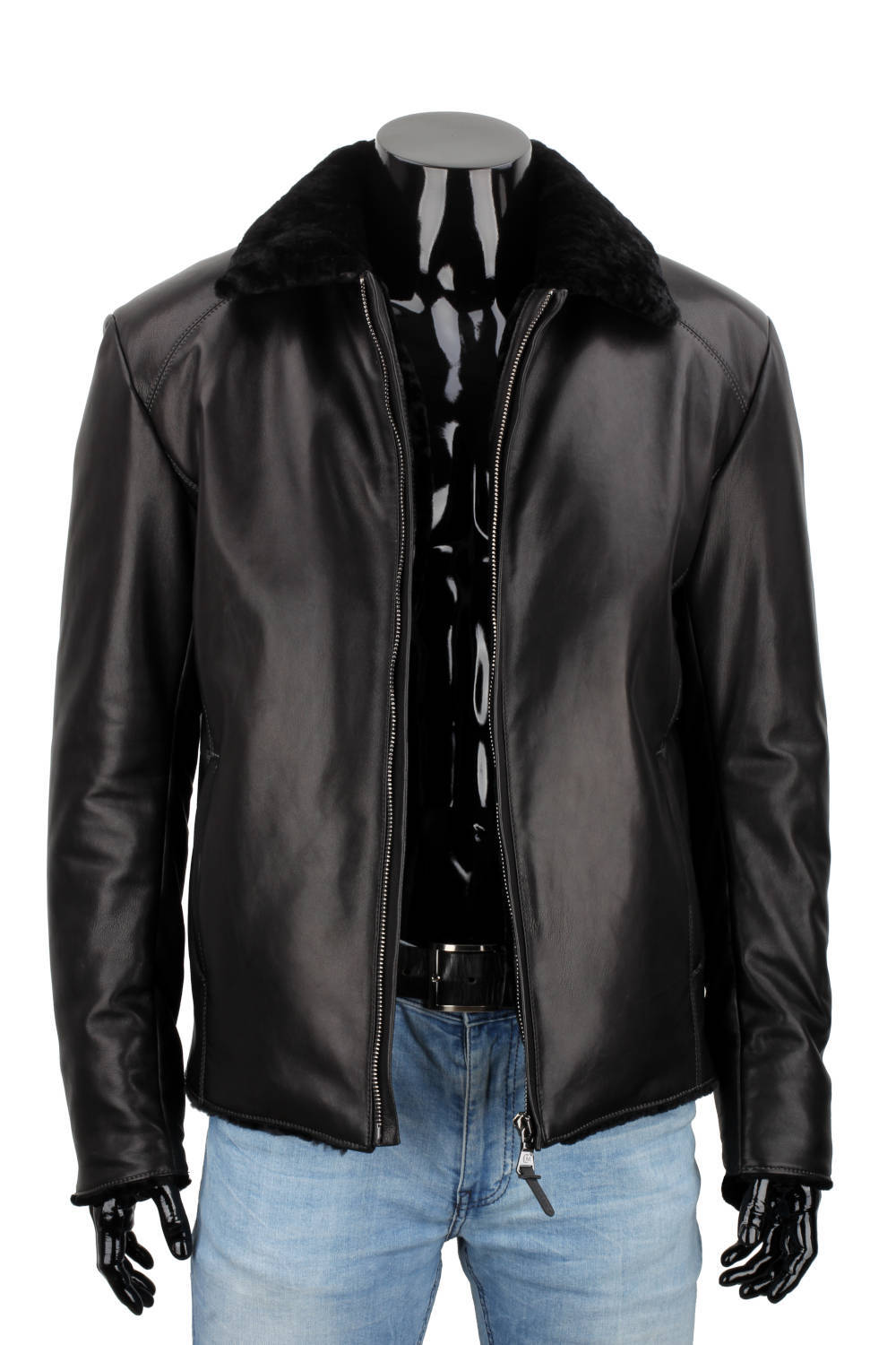 CARLO MONTI VTO450 - ciepła kurtka skórzana męska z czarnym futerkiem DORJAN