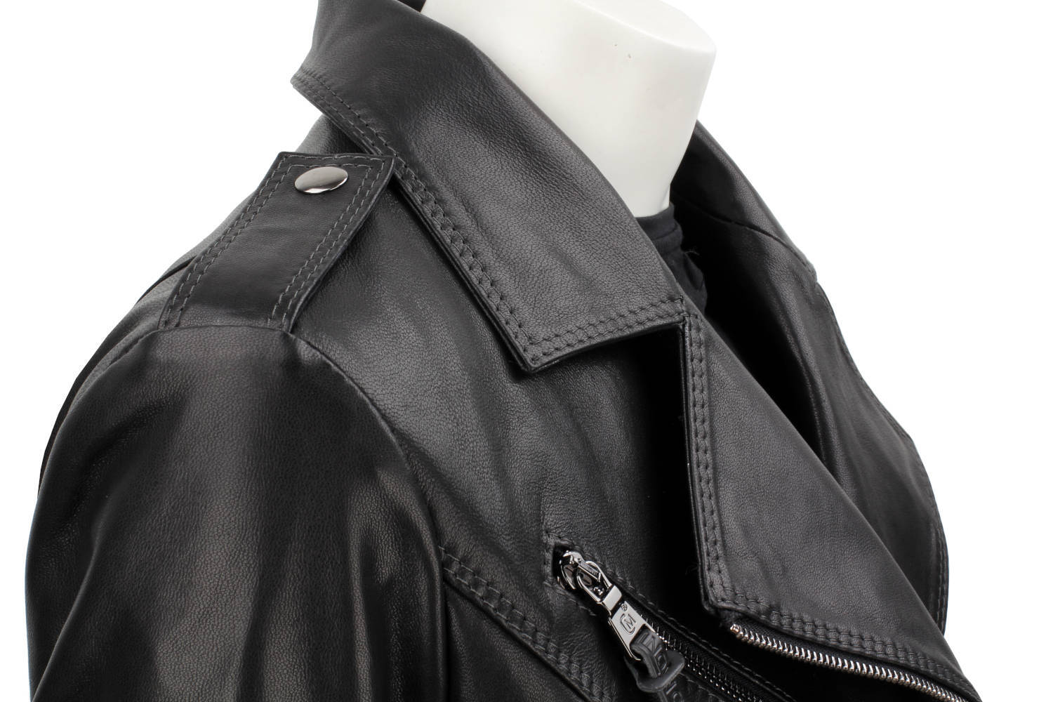 AUR450D - Ramoneska skórzana damska z czarnej skóry owczej DORJAN