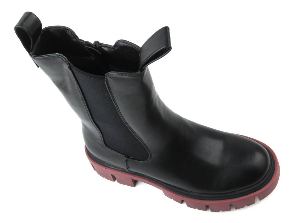 Ocieplane botki, workery damskie na suwak - EVENTO 22BT35-5040, czarno-czerwone