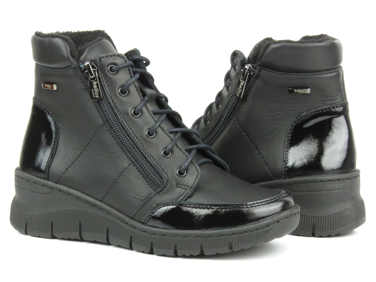 Skórzane botki damskie polskiej marki - Helios Komfort 551, czarne