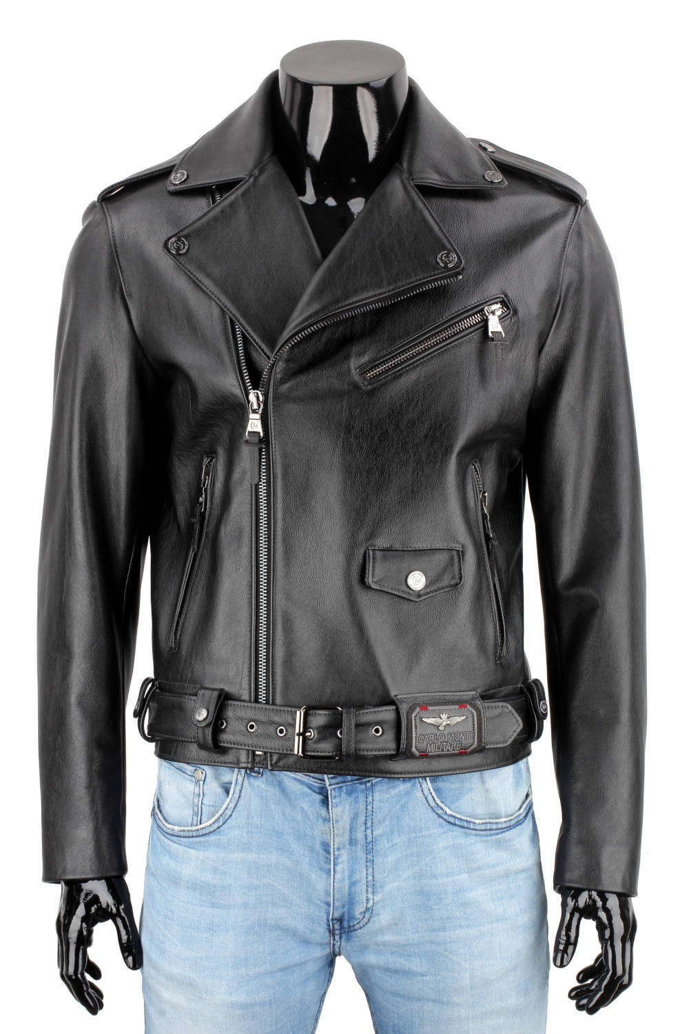 CARLO MONTI LECH950T - Ramoneska Skórzana Męska z czarnej skóry naturalnej DORJAN