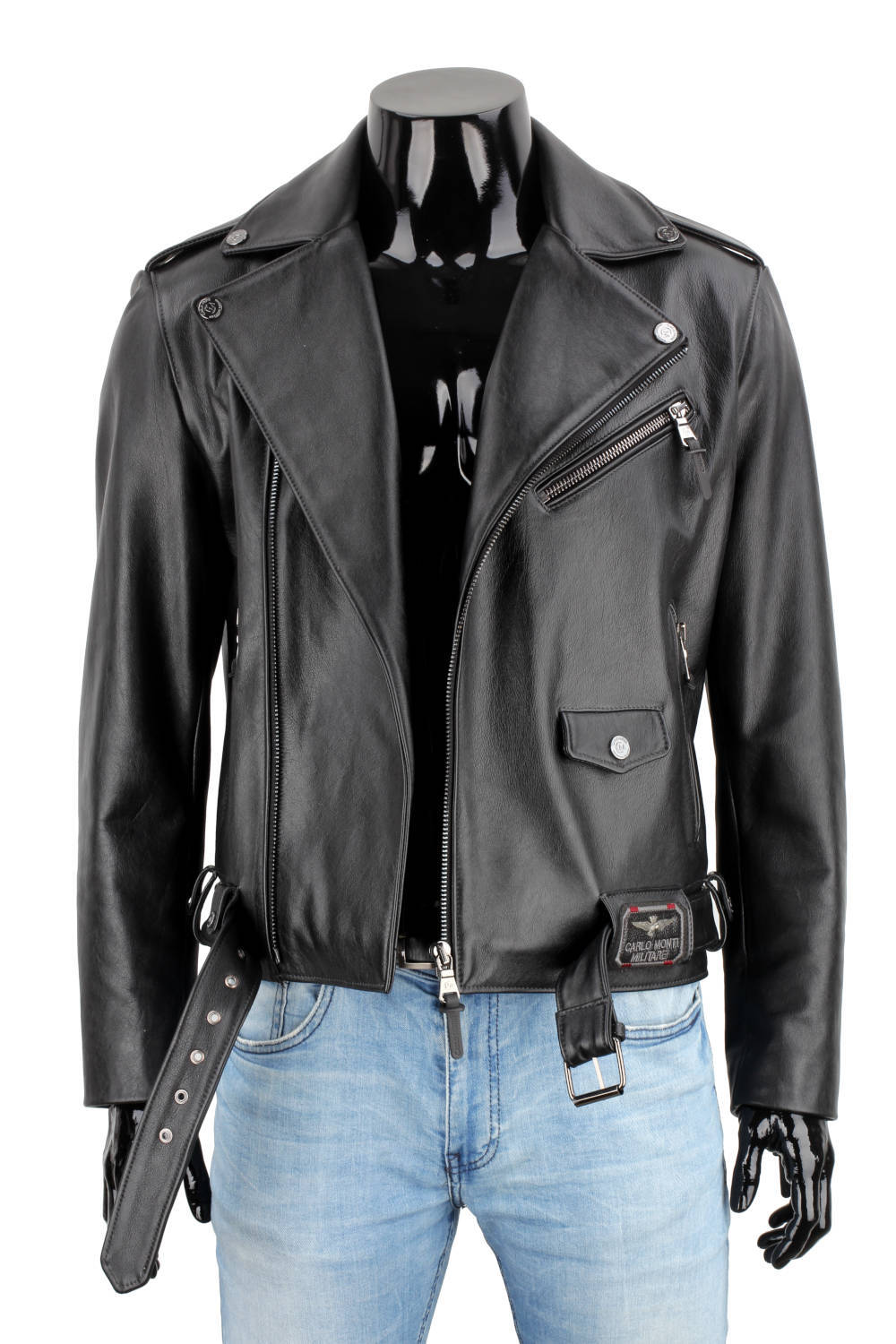 CARLO MONTI LECH950T - Ramoneska Skórzana Męska z czarnej skóry naturalnej DORJAN