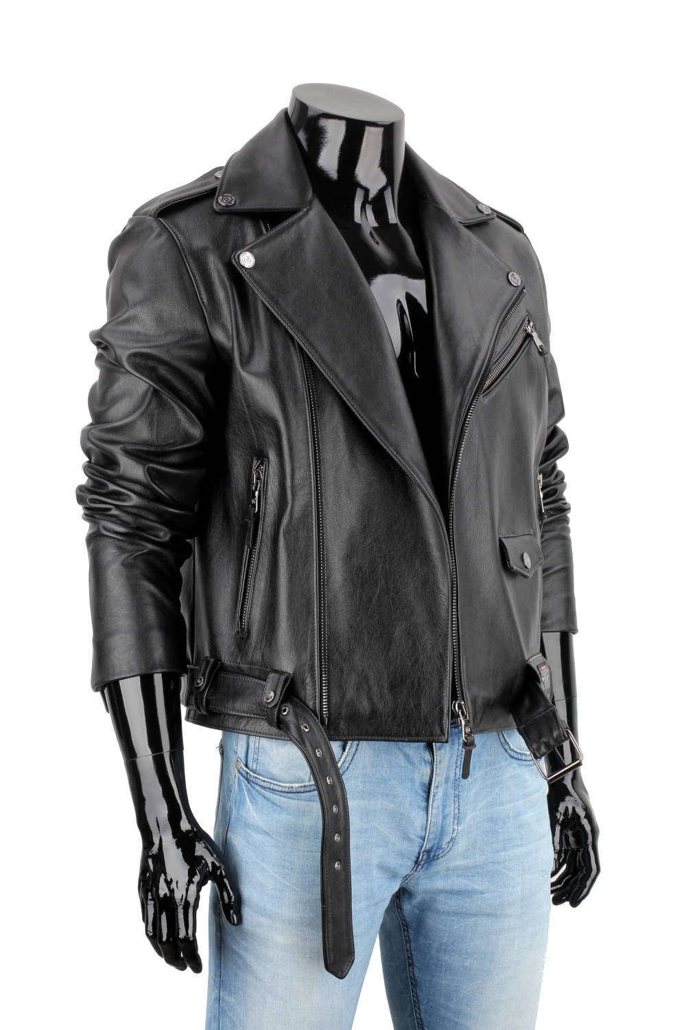 CARLO MONTI LECH950T - Ramoneska Skórzana Męska z czarnej skóry naturalnej DORJAN