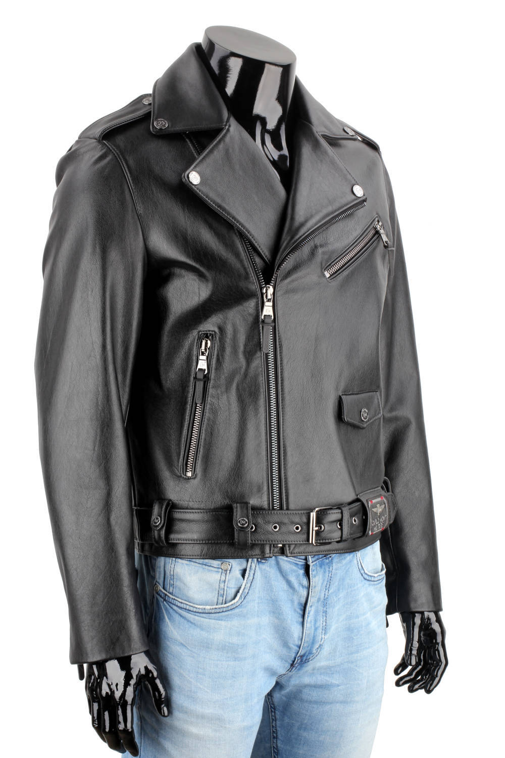 CARLO MONTI LECH950T - Ramoneska Skórzana Męska z czarnej skóry naturalnej DORJAN