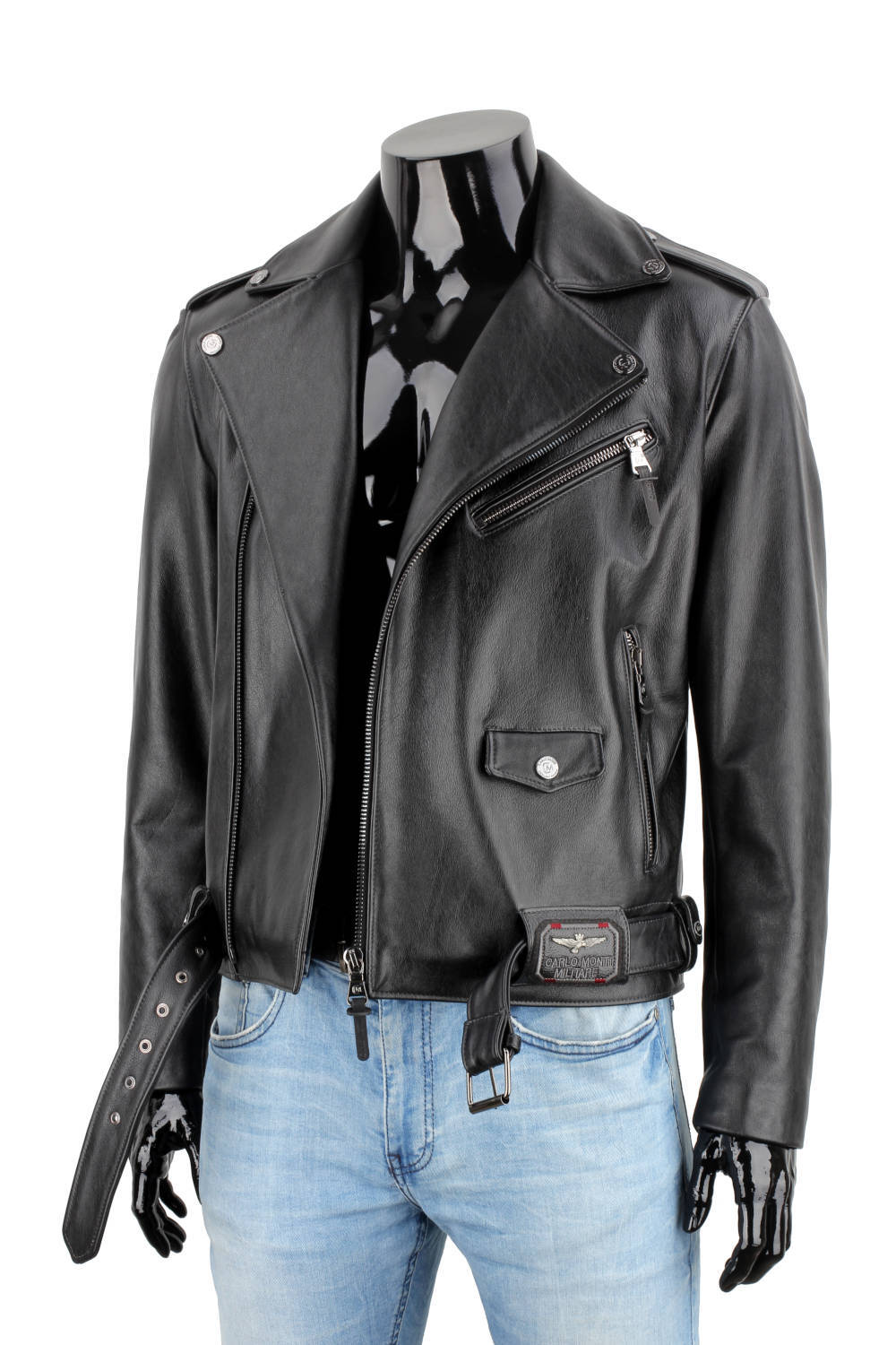 CARLO MONTI LECH950T - Ramoneska Skórzana Męska z czarnej skóry naturalnej DORJAN