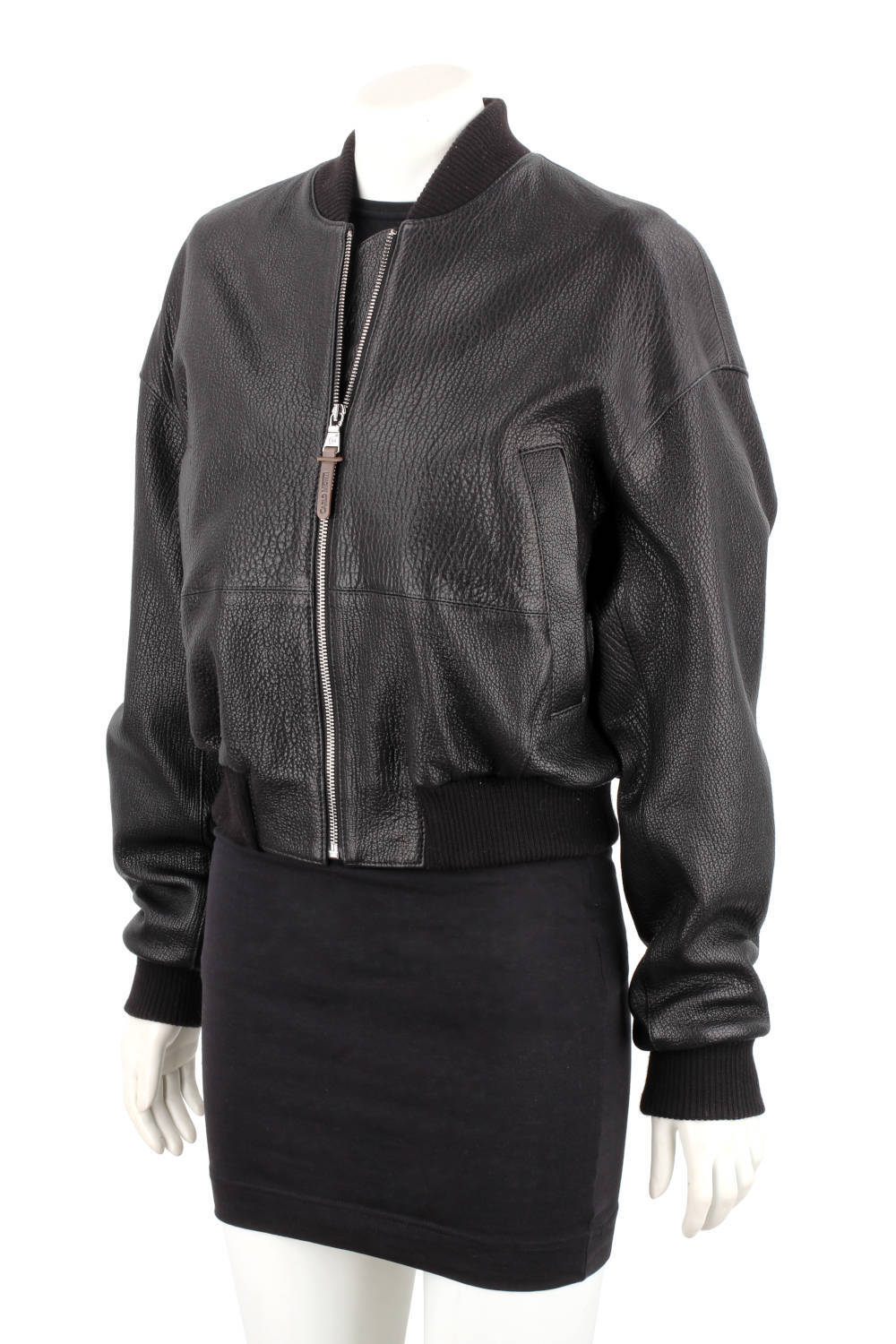 WLA951 - Czarna bomberka skórzana damska z czarnej skóry owczej DORJAN