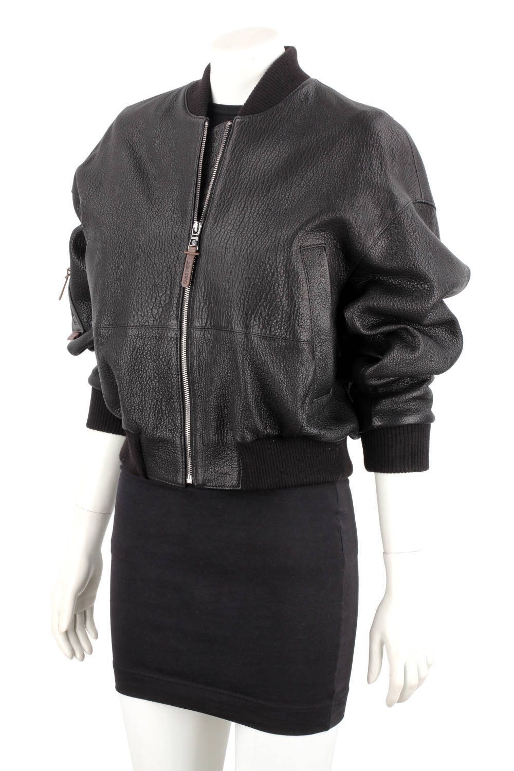 WLA951 - Czarna bomberka skórzana damska z czarnej skóry owczej DORJAN