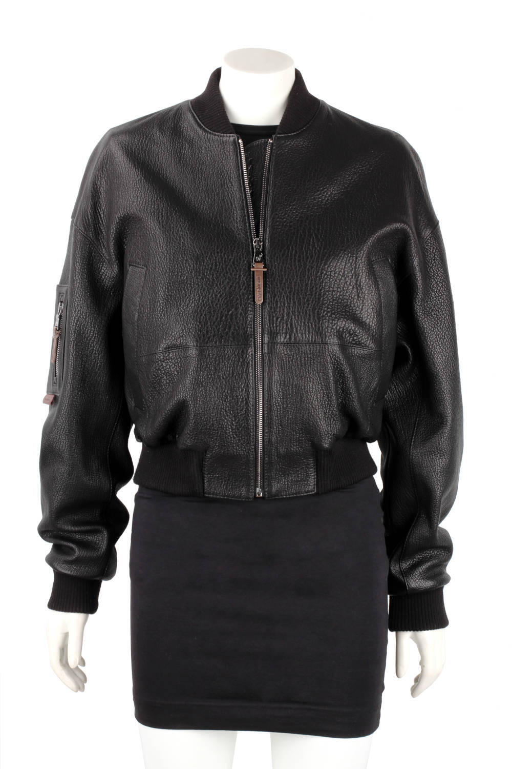 WLA951 - Czarna bomberka skórzana damska z czarnej skóry owczej DORJAN