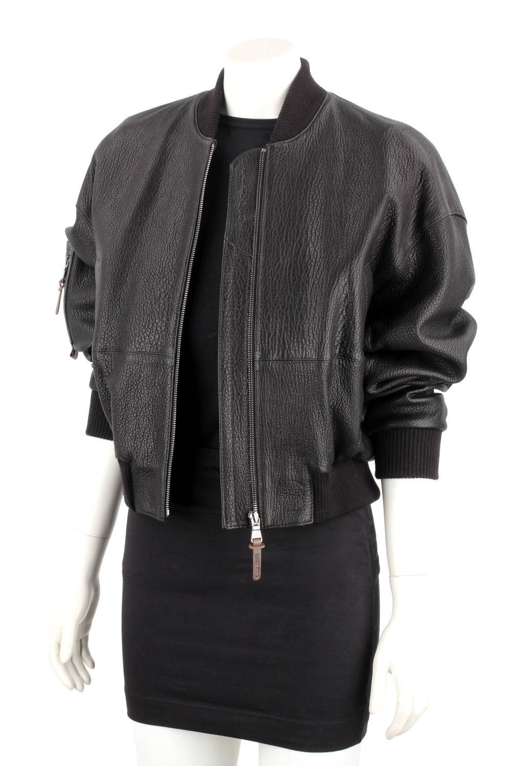 WLA951 - Czarna bomberka skórzana damska z czarnej skóry owczej DORJAN