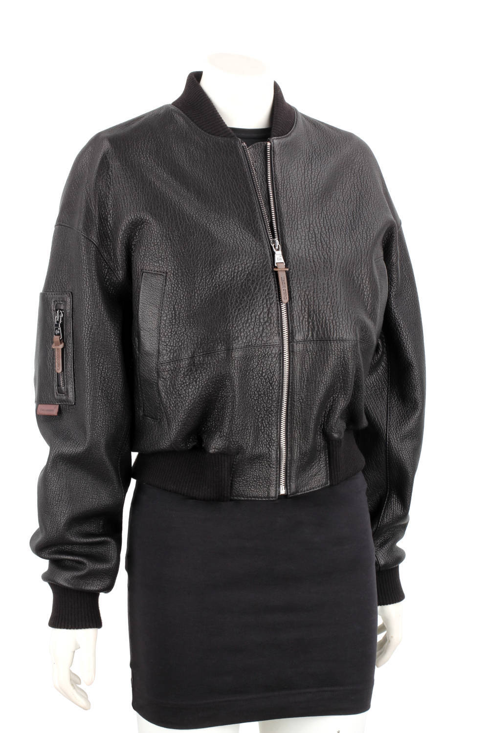 WLA951 - Czarna bomberka skórzana damska z czarnej skóry owczej DORJAN