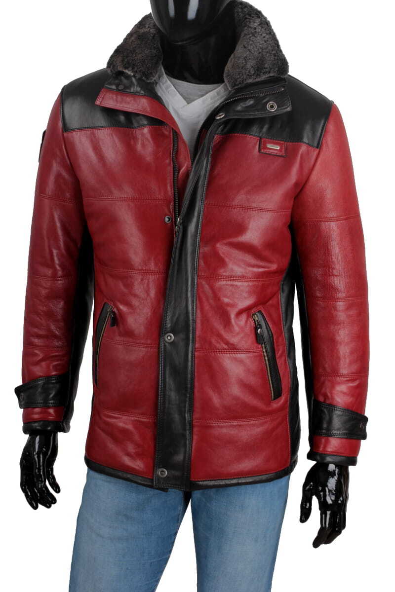 CARLO MONTI AS467 - Ciepła kurtka skórzana męska w sportowej stylistyce DORJAN