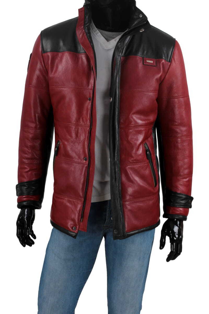 CARLO MONTI AS467 - Ciepła kurtka skórzana męska w sportowej stylistyce DORJAN