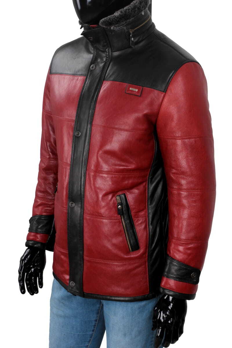 CARLO MONTI AS467 - Ciepła kurtka skórzana męska w sportowej stylistyce DORJAN