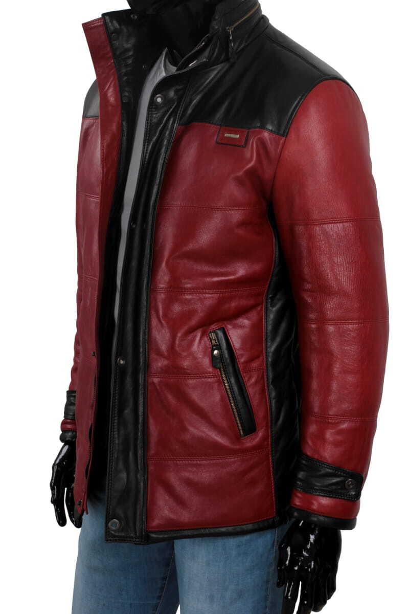 CARLO MONTI AS467 - Ciepła kurtka skórzana męska w sportowej stylistyce DORJAN