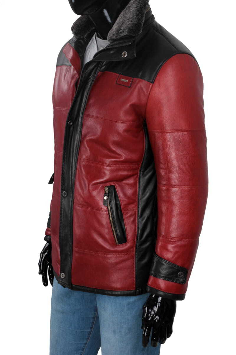 CARLO MONTI AS467 - Ciepła kurtka skórzana męska w sportowej stylistyce DORJAN
