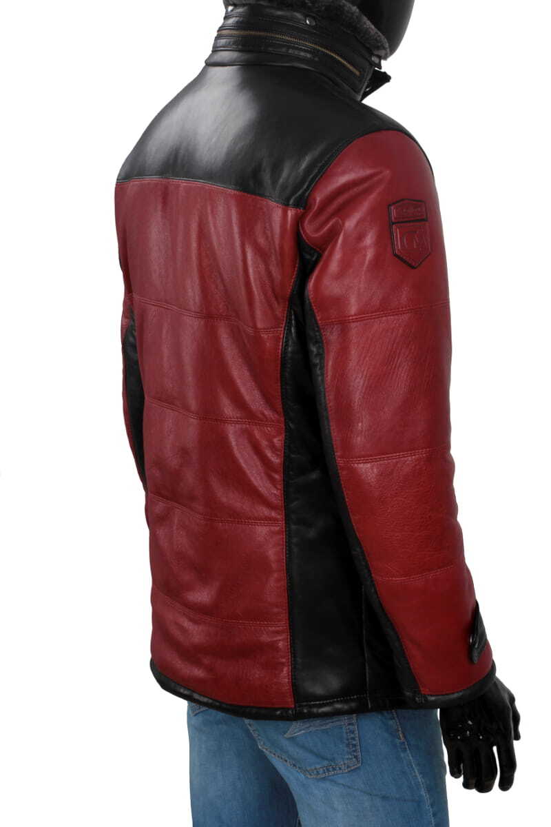 CARLO MONTI AS467 - Ciepła kurtka skórzana męska w sportowej stylistyce DORJAN