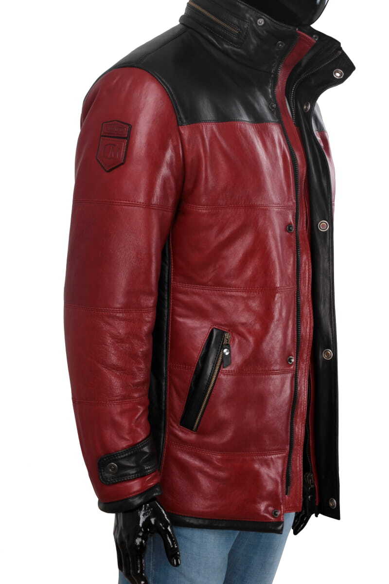 CARLO MONTI AS467 - Ciepła kurtka skórzana męska w sportowej stylistyce DORJAN