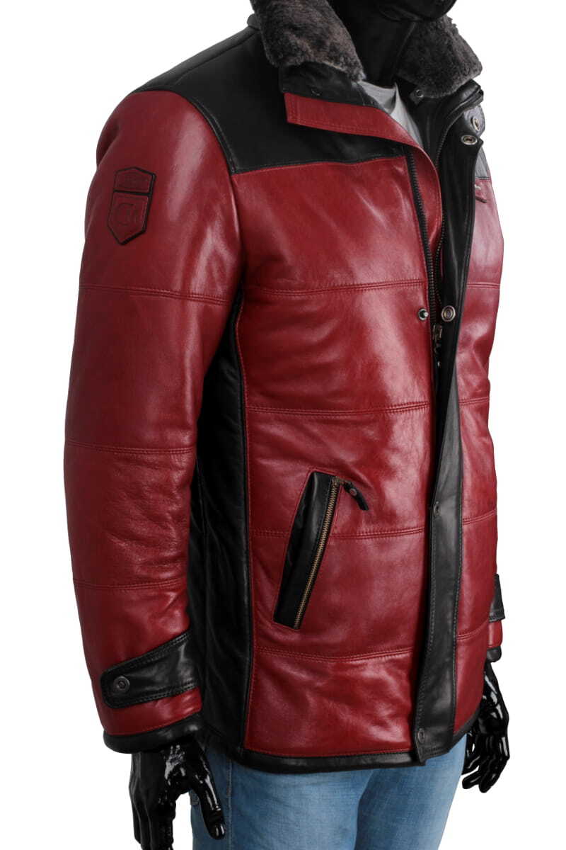 CARLO MONTI AS467 - Ciepła kurtka skórzana męska w sportowej stylistyce DORJAN