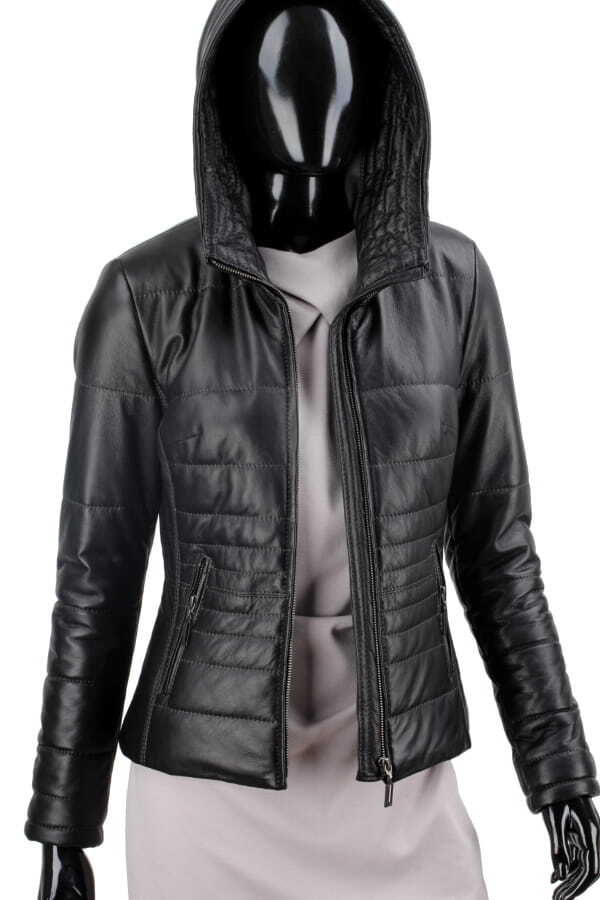 CARLO MONTI HLN450 - pikowana kurtka skórzana damska z odpinanym lisem DORJAN