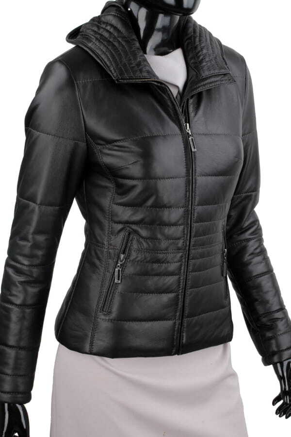 CARLO MONTI HLN450 - pikowana kurtka skórzana damska z odpinanym lisem DORJAN