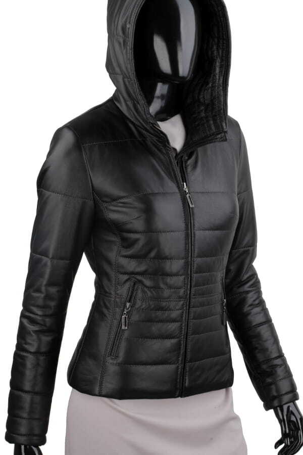 CARLO MONTI HLN450 - pikowana kurtka skórzana damska z odpinanym lisem DORJAN