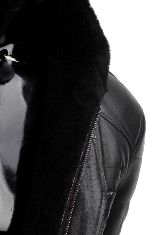 CARLO MONTI PAB450_1 - Czarna kurtka skórzana męska pikowana w kratę DORJAN