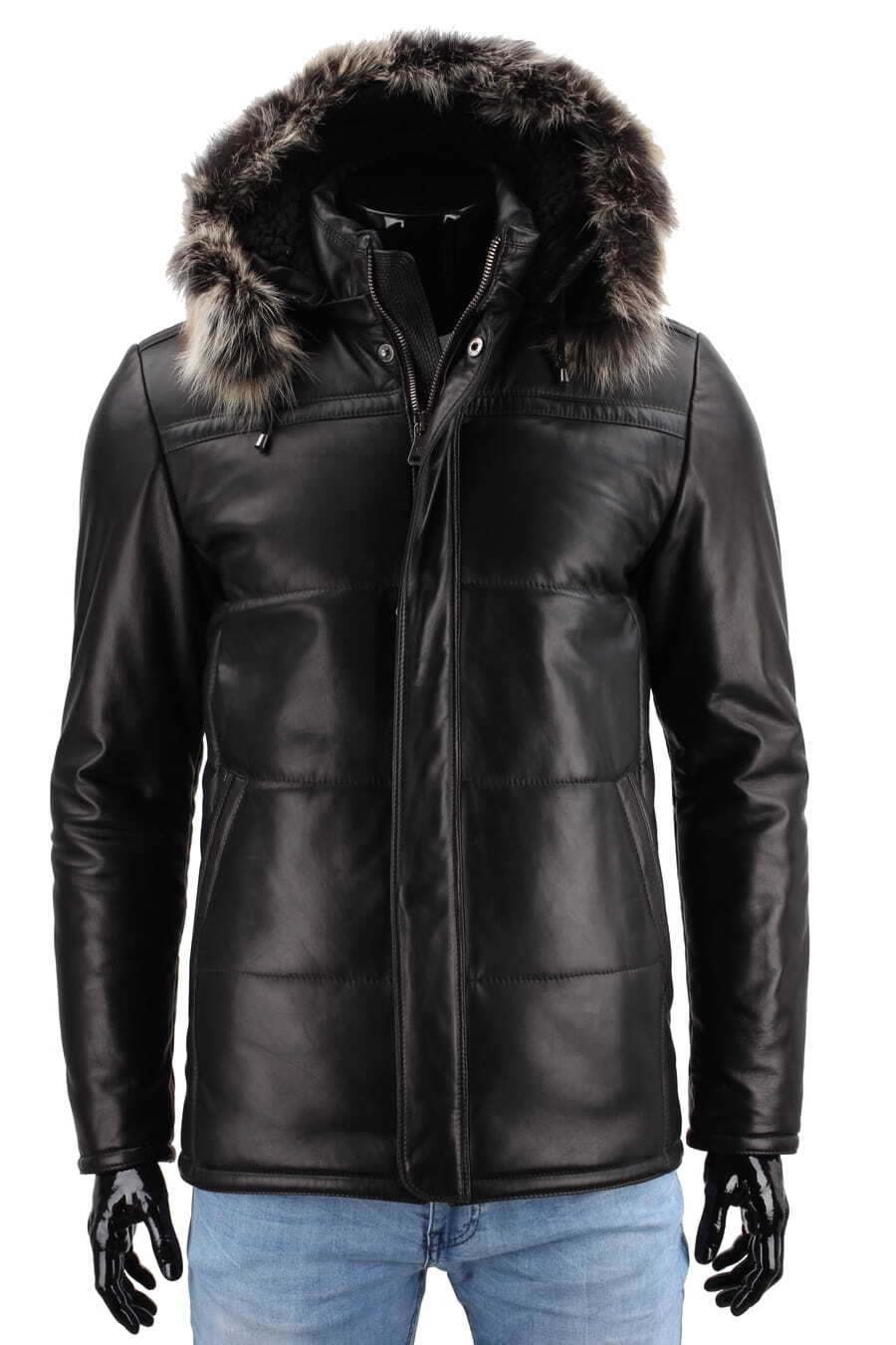 CARLO MONTI PTRP450 - Pikowana kurtka skórzana męska na jesień i zimę DORJAN