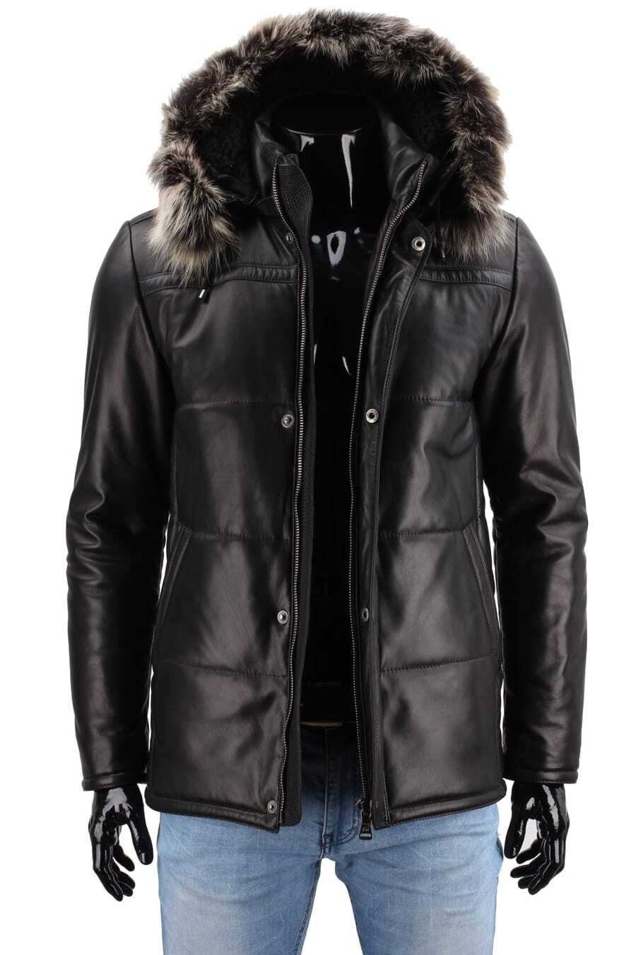 CARLO MONTI PTRP450 - Pikowana kurtka skórzana męska na jesień i zimę DORJAN