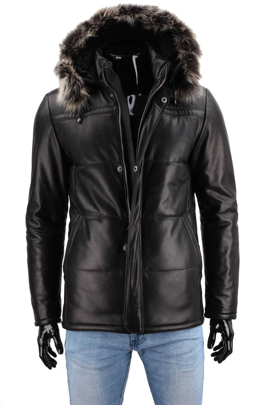 CARLO MONTI PTRP450 - Pikowana kurtka skórzana męska na jesień i zimę DORJAN