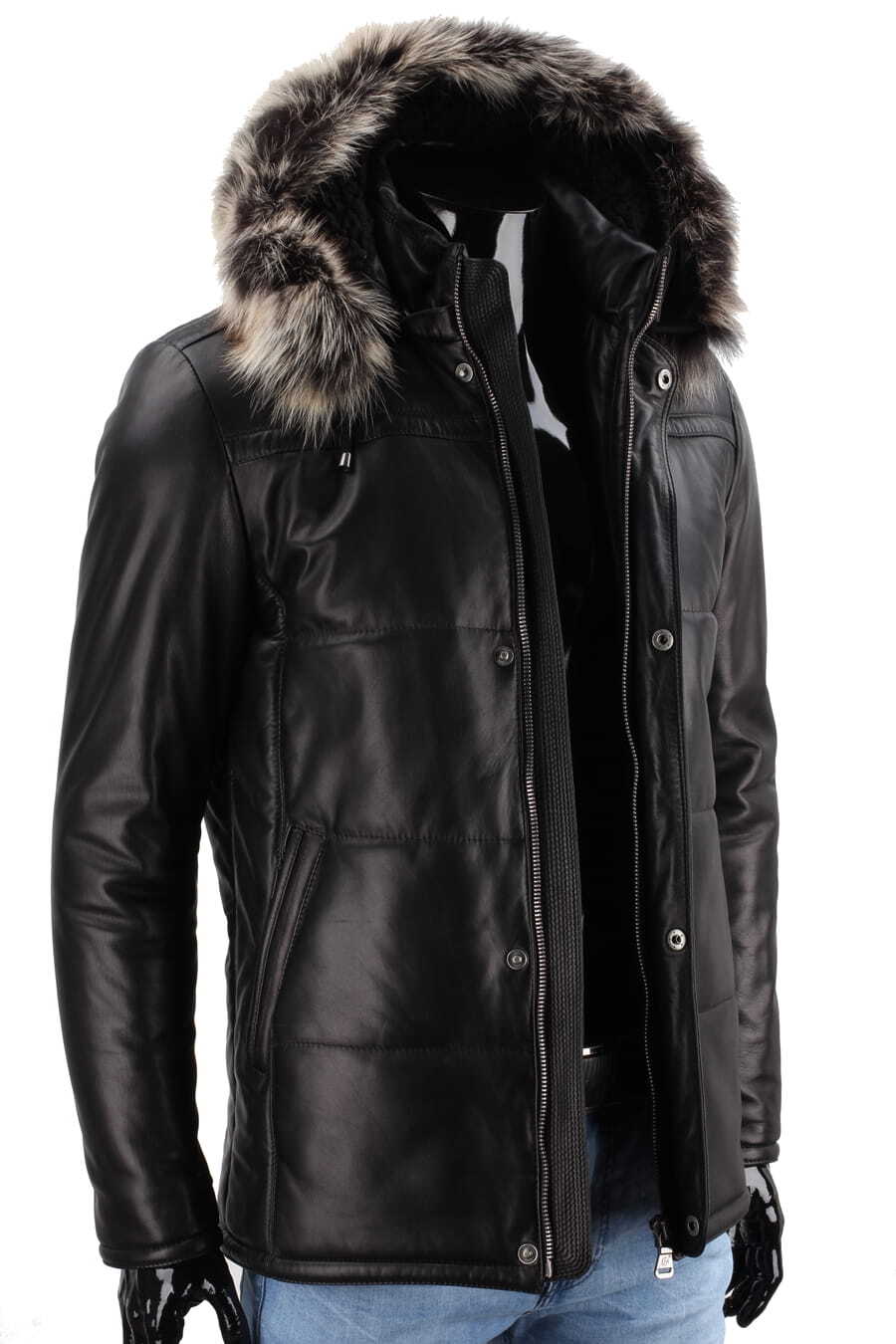 CARLO MONTI PTRP450 - Pikowana kurtka skórzana męska na jesień i zimę DORJAN