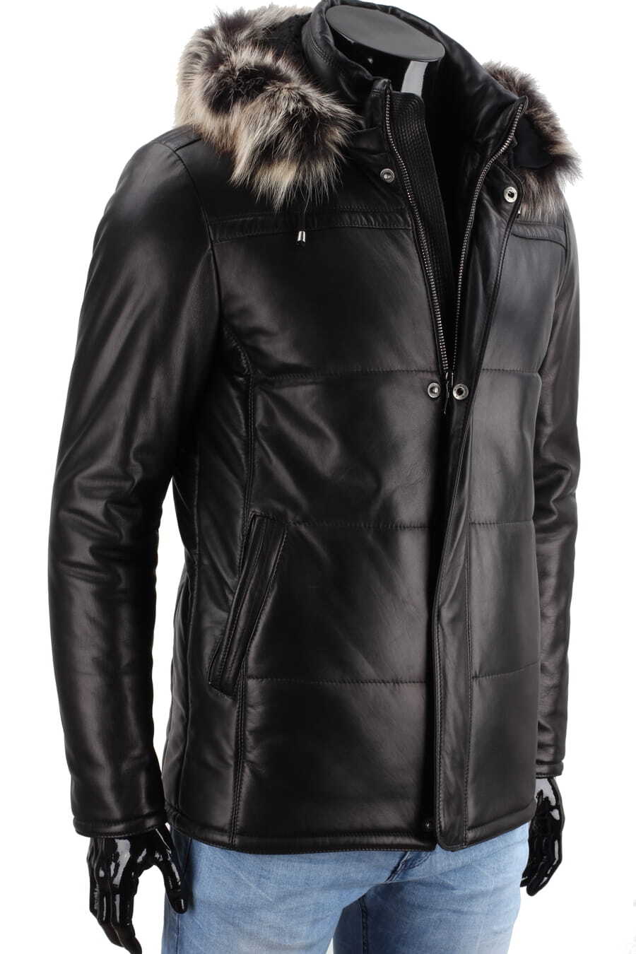 CARLO MONTI PTRP450 - Pikowana kurtka skórzana męska na jesień i zimę DORJAN