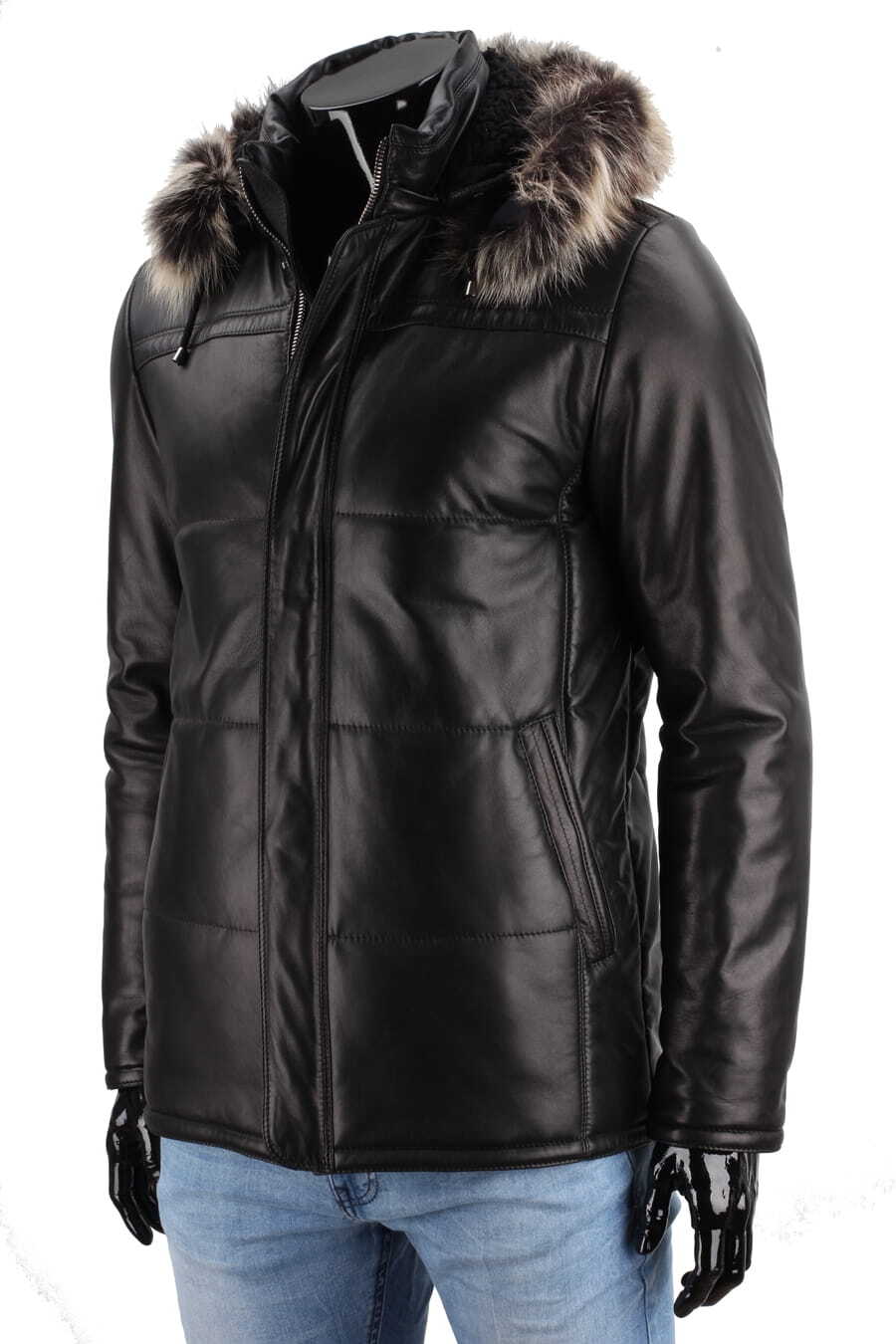 CARLO MONTI PTRP450 - Pikowana kurtka skórzana męska na jesień i zimę DORJAN