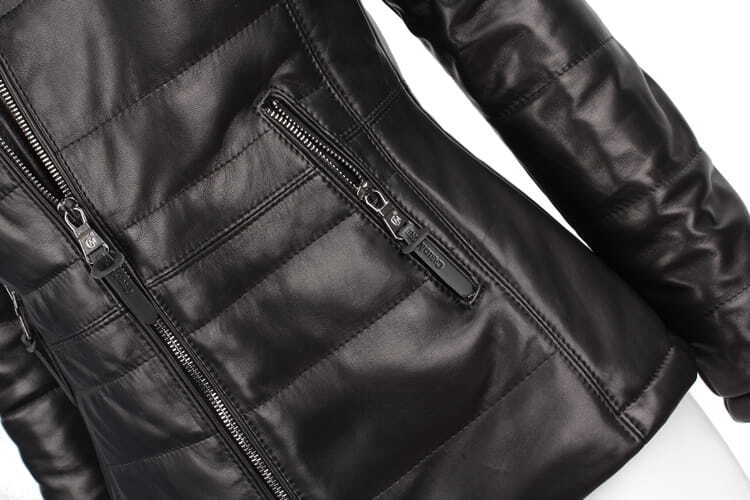 CARLO MONTI HLN450_2 - pikowana kurtka skórzana damska na jesień i zimę DORJAN