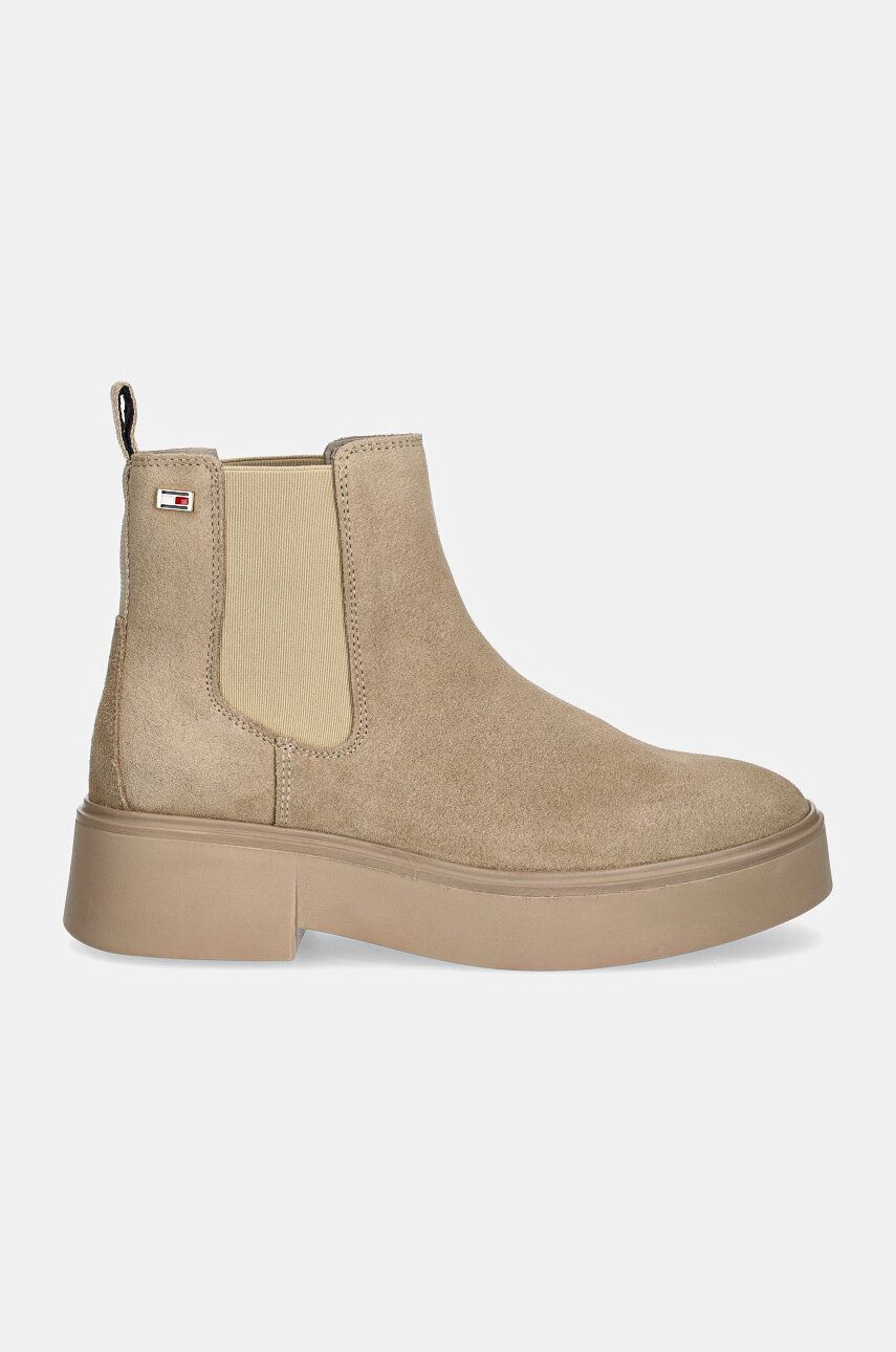 Tommy Hilfiger sztyblety zamszowe MINIMAL SUEDE CHELSEA FLAG