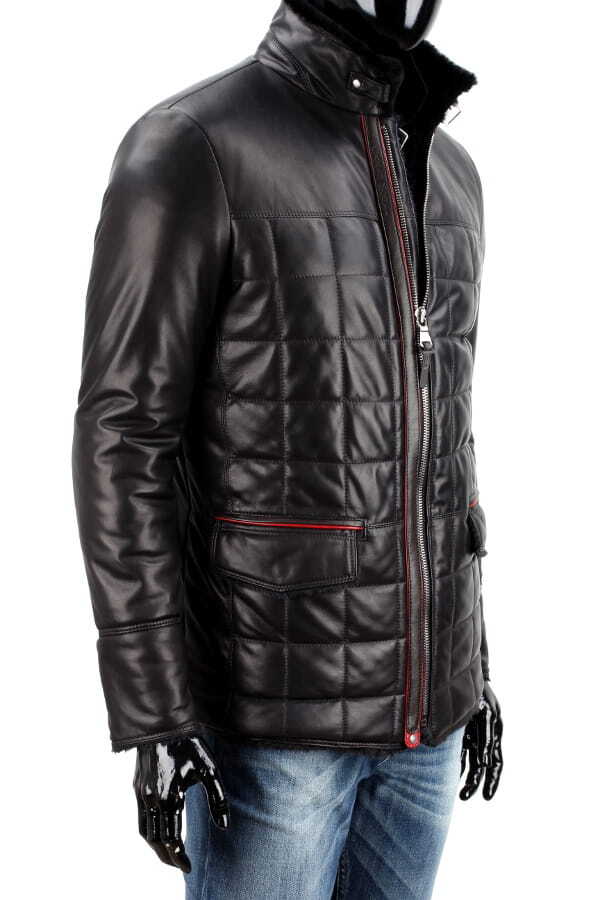 CARLO MONTI ELP450 - Kurtka skórzana pikowana męska z kożuszkiem eko DORJAN