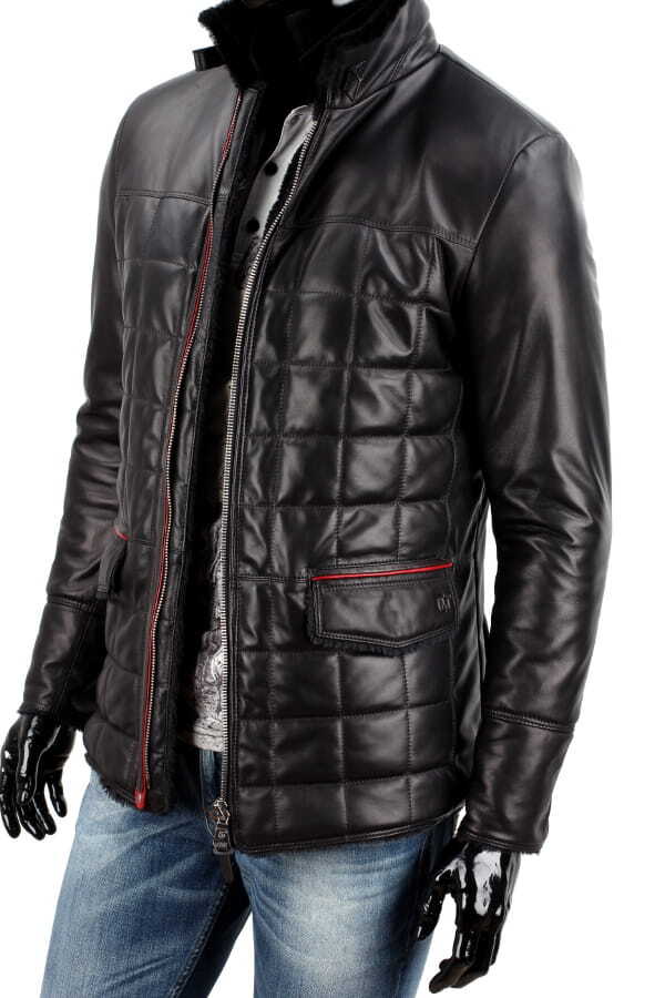 CARLO MONTI ELP450 - Kurtka skórzana pikowana męska z kożuszkiem eko DORJAN