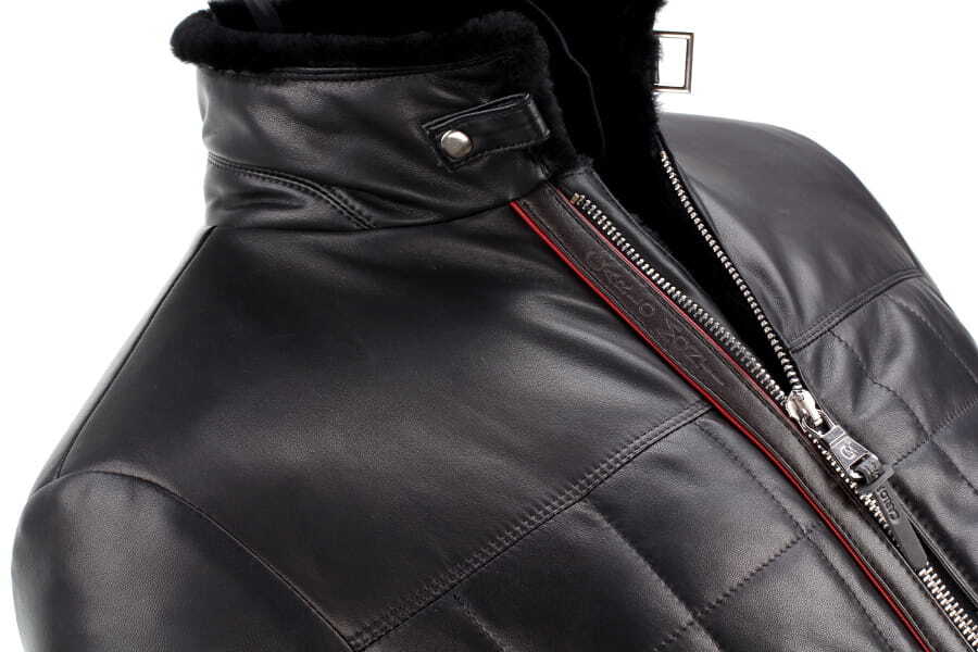 CARLO MONTI ELP450 - Kurtka skórzana pikowana męska z kożuszkiem eko DORJAN